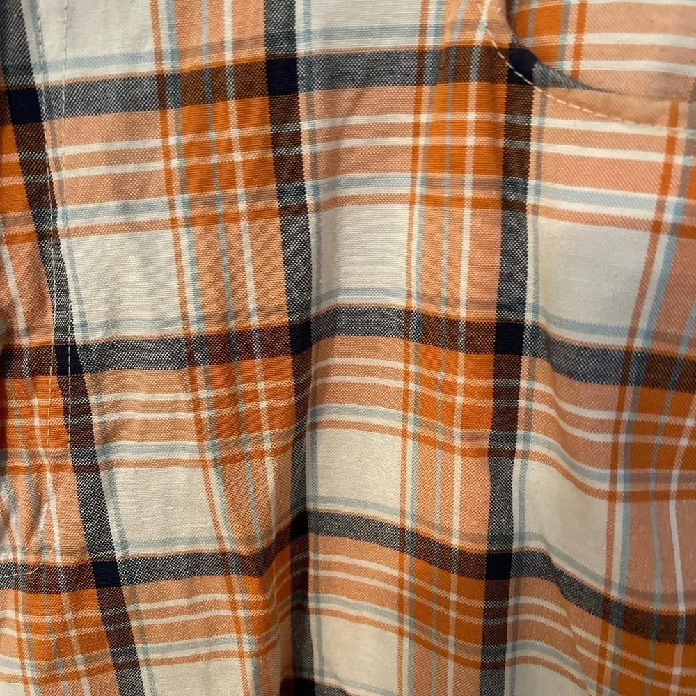 North 15 men’s orange/navy plaid hip hop streetwear 5 pocket long shorts. Sz 38